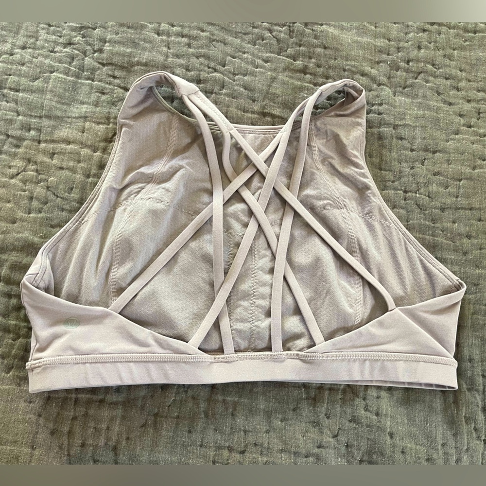 Lululemon Free To Be Serene Sports Bra High Neck Heathered Powdered Mauve sz 12